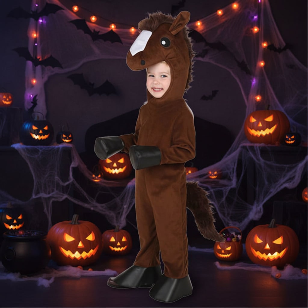 Kids' Halloween Dinosaur Pirate Vampire Animal Costume with Plush Fleece Hood Mittens and Shoe Covers - Image 2
