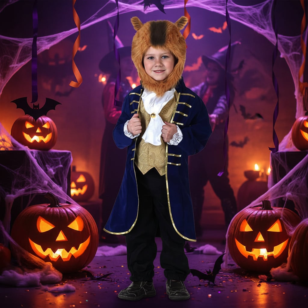 Kids' Halloween Dinosaur Pirate Vampire Animal Costume with Plush Fleece Hood Mittens and Shoe Covers - Image 3