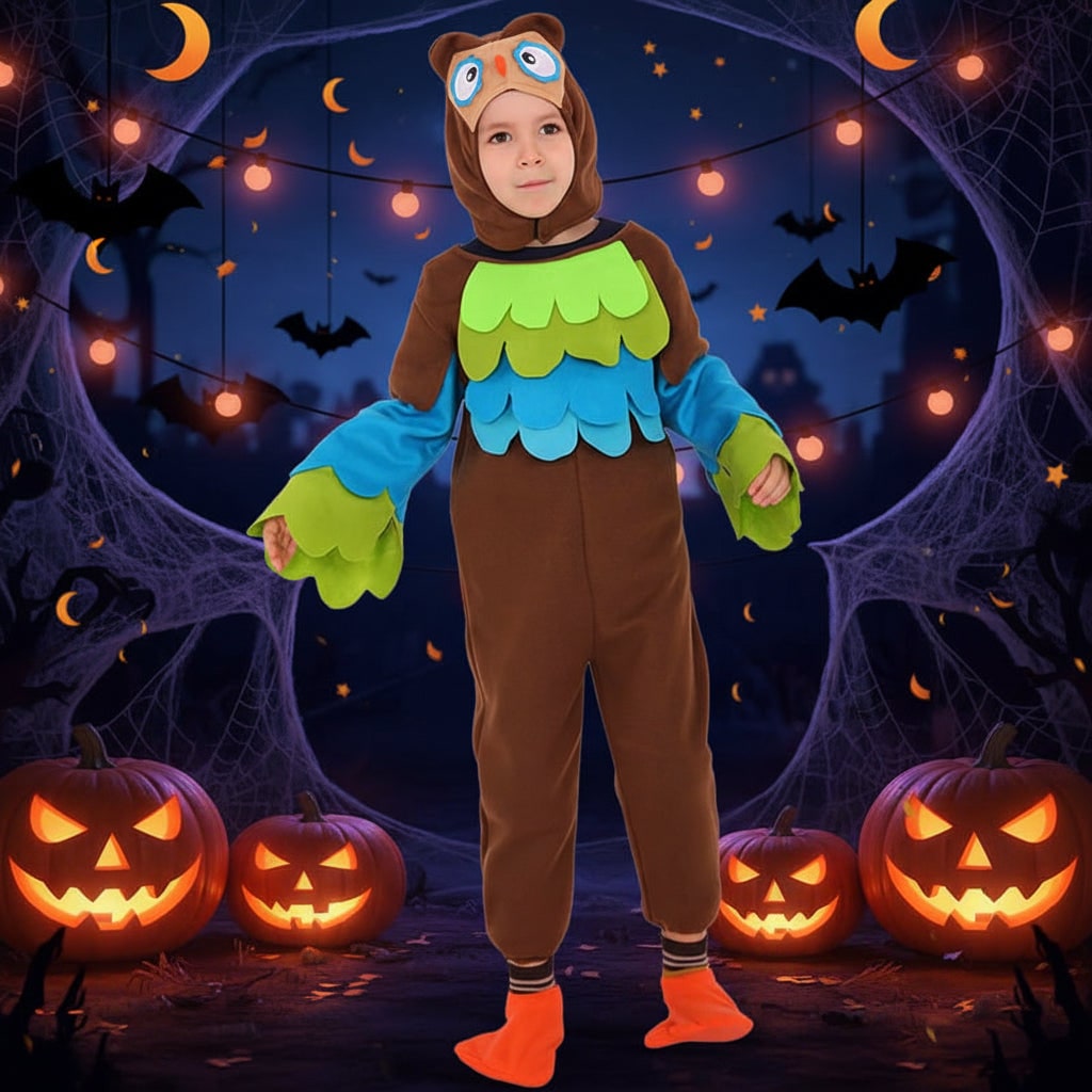 Kids' Halloween Dinosaur Pirate Vampire Animal Costume with Plush Fleece Hood Mittens and Shoe Covers - Image 4