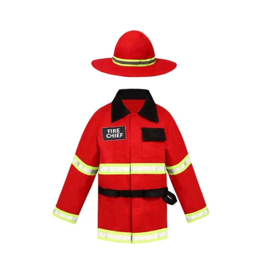 Kids' Halloween Firefighter Costume with Hat Reflective Stripes and Badge for Dress Up - Image 4