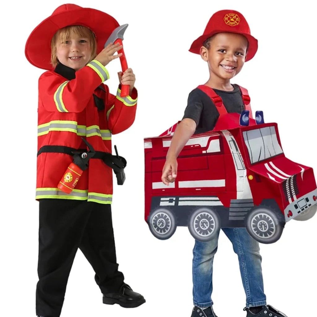Kids' Halloween Firefighter Costume with Hat Reflective Stripes and Badge for Dress Up - Image 5