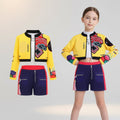 Kids' Halloween Hip Hop Dance Costume with Cropped Jacket Graphic Top and Flared Skirt - Image 2