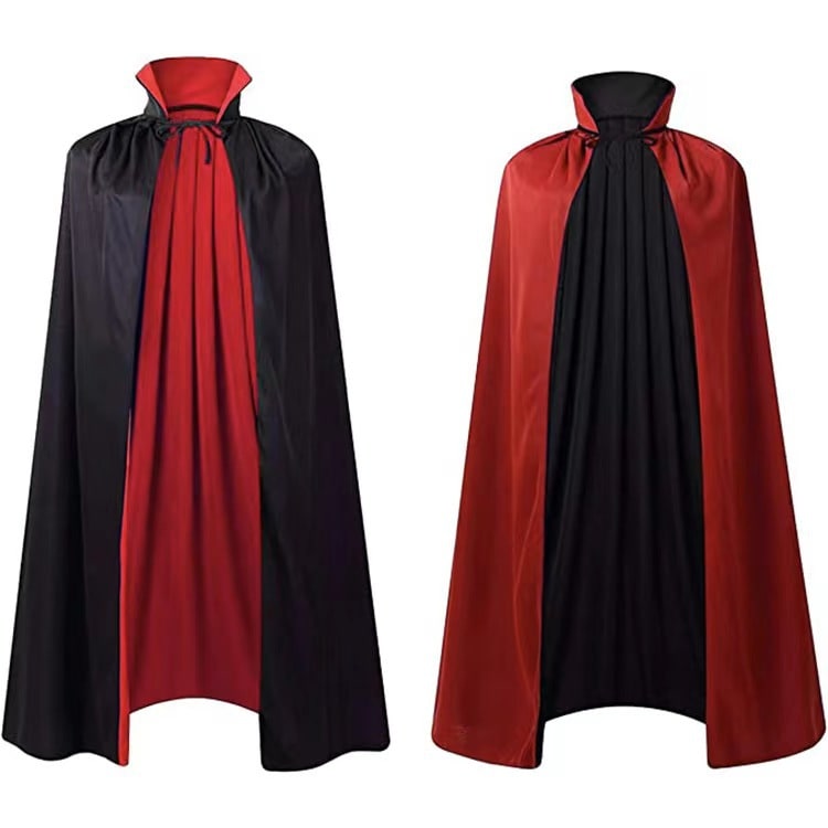 Kids' Halloween Hooded Cloak with Hood and Tie Closure for Costume Party With Red Cape - Image 1
