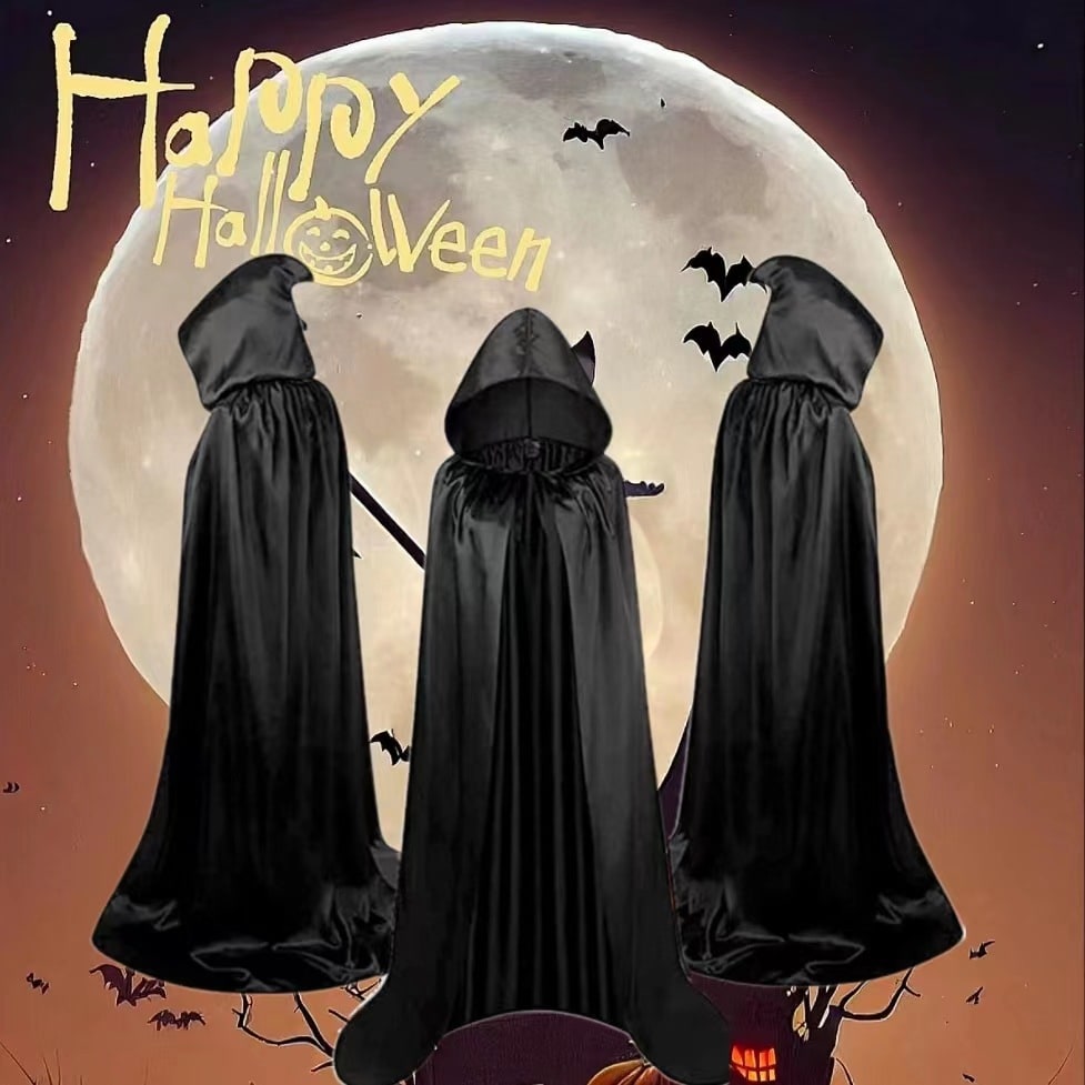 Kids' Halloween Hooded Cloak with Hood and Tie Closure for Costume Party With Red Cape - Image 3