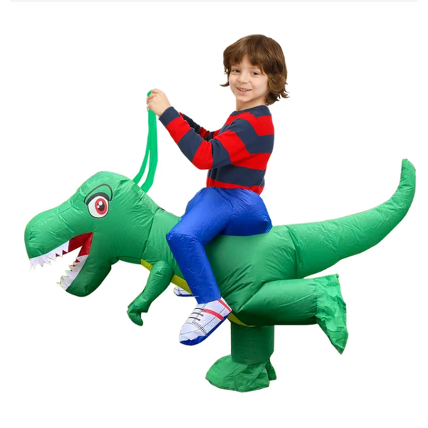 Kids' Halloween Inflatable Dinosaur Costume Outfit Suit with Built-In Fan and Ride-On Design - Image 1