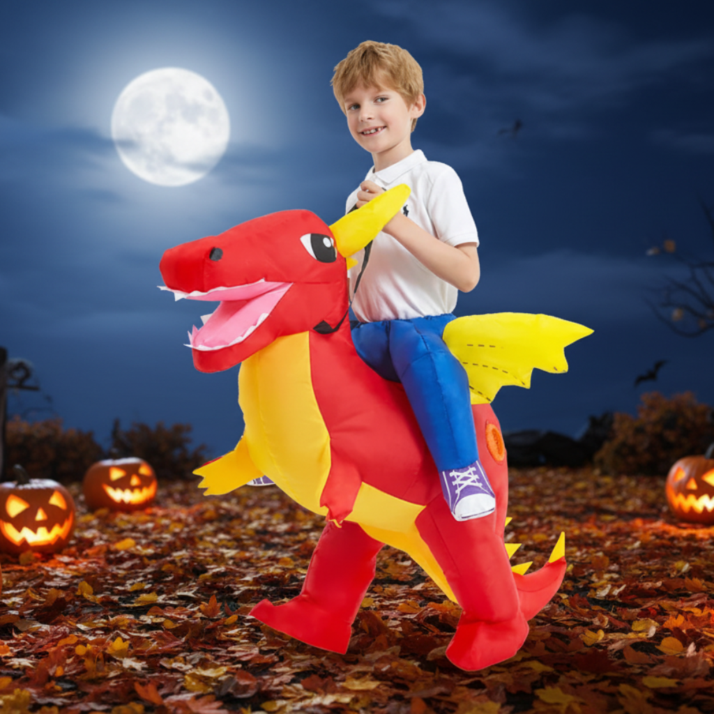 Kids' Halloween Inflatable Dinosaur Costume Suit with Step-In Design and Battery Fan for Party - Image 3