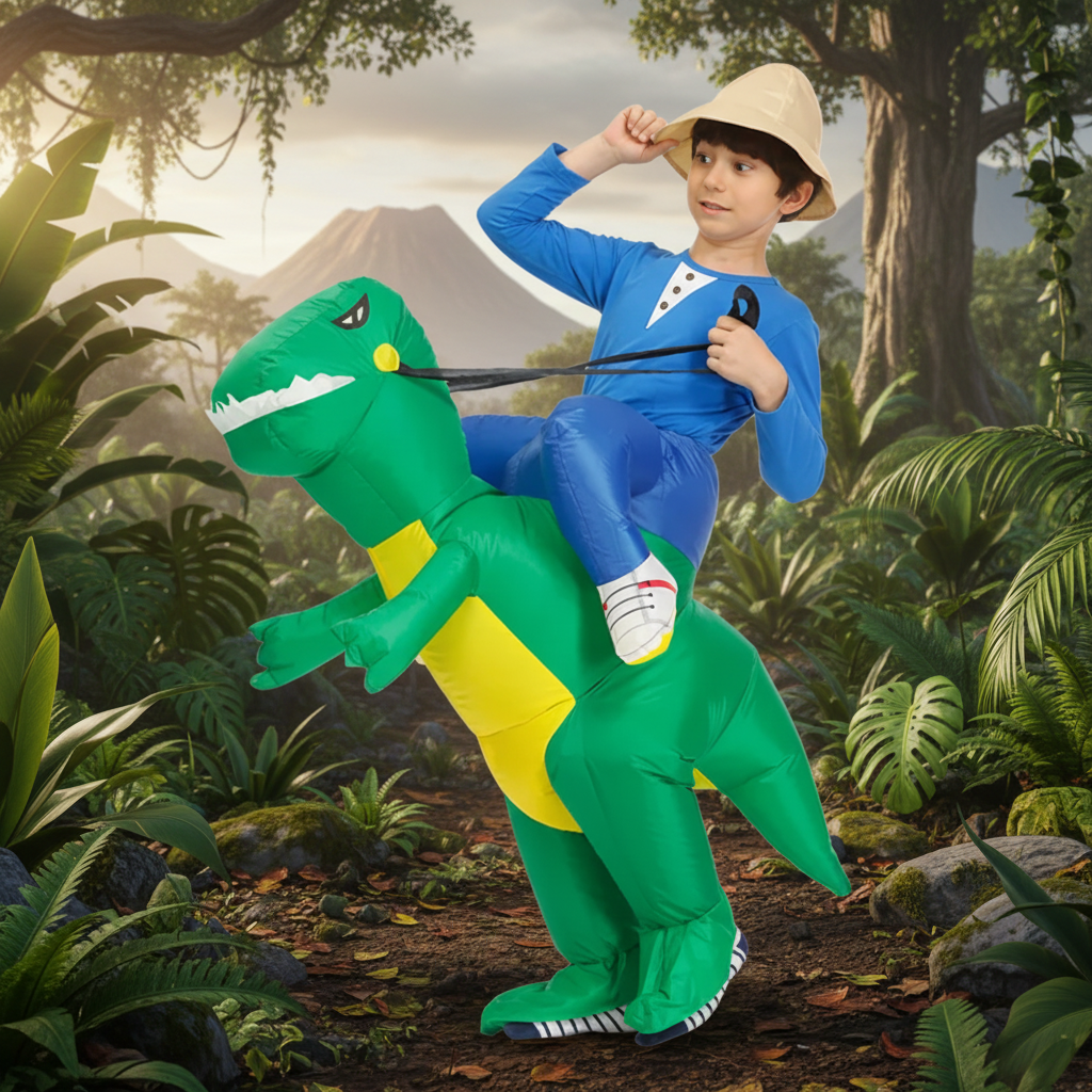 Kids' Halloween Inflatable Dinosaur Costume Suit with Step-In Design and Battery Fan for Party - Image 4