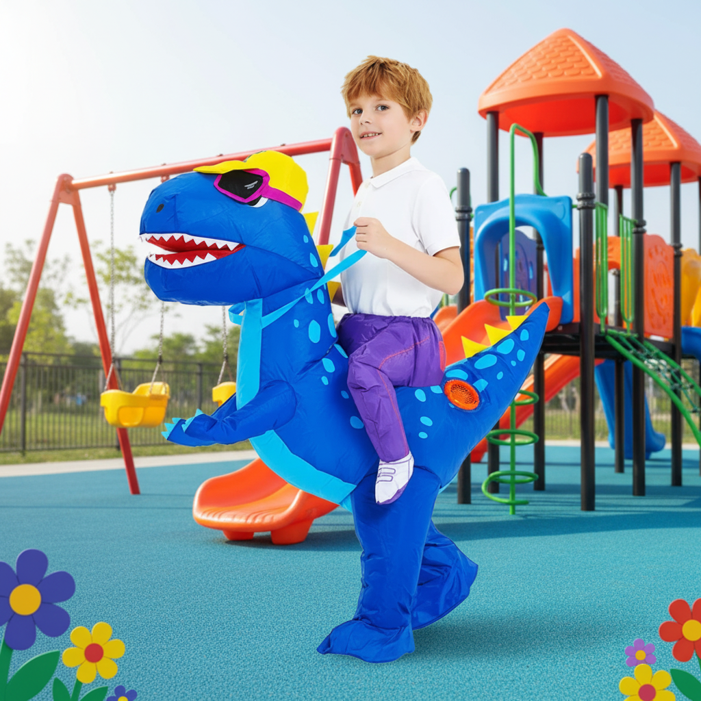 Kids' Halloween Inflatable Dinosaur Costume Suit with Step-In Design and Battery Fan for Party - Image 5