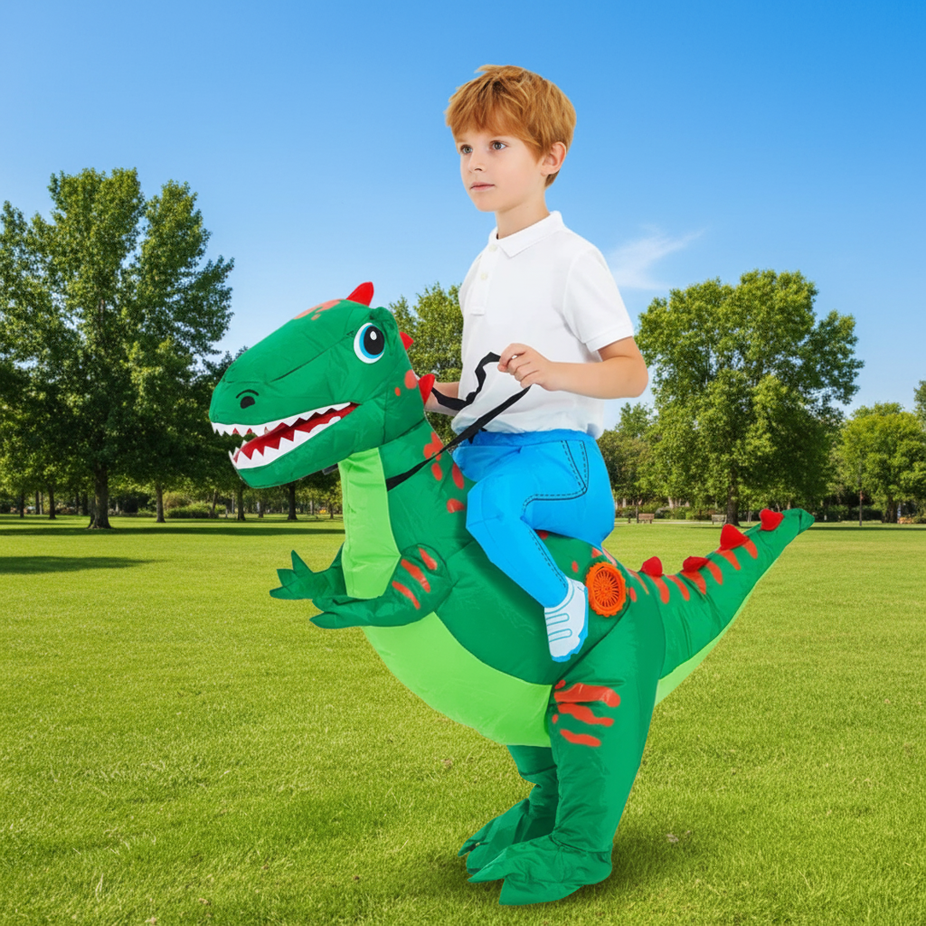 Kids' Halloween Inflatable Dinosaur Costume Suit with Step-In Design and Battery Fan for Party - Image 6