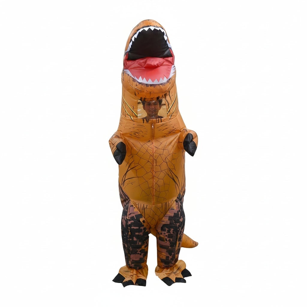 Kids' Halloween Inflatable Dinosaur Costume T-Rex Outfit with Built-In Fan and Crackle Print - Image 2