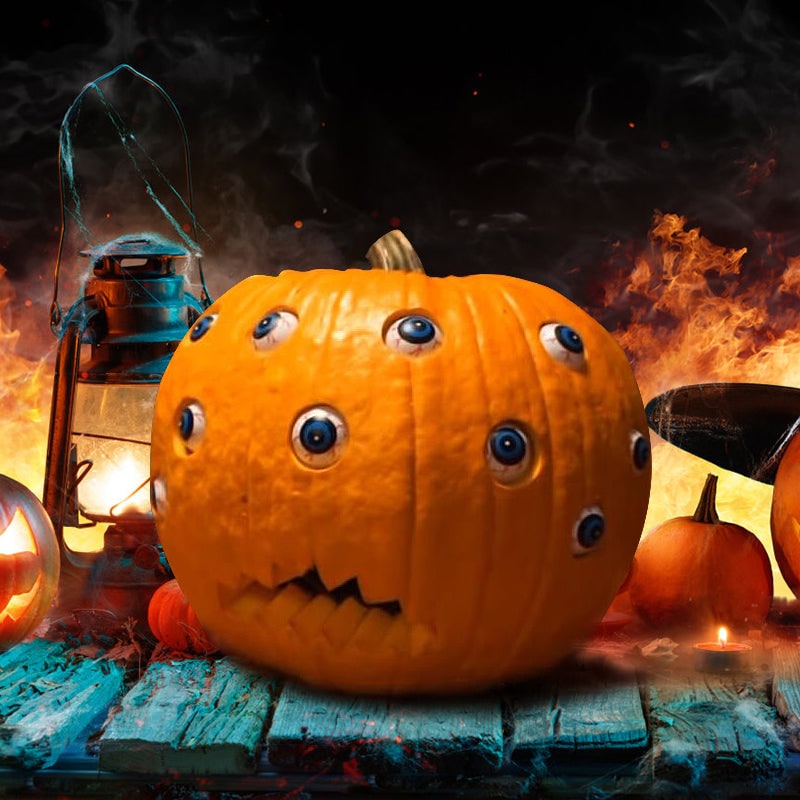 Kids' Halloween Jack O Lantern Pumpkin Decor with Animatronic Moving Eyes for Scary Party Prop - Image 1