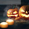 Kids' Halloween Jack O Lantern Pumpkin LED Tea Light Candles with Remote Control Battery Operated - Image 1