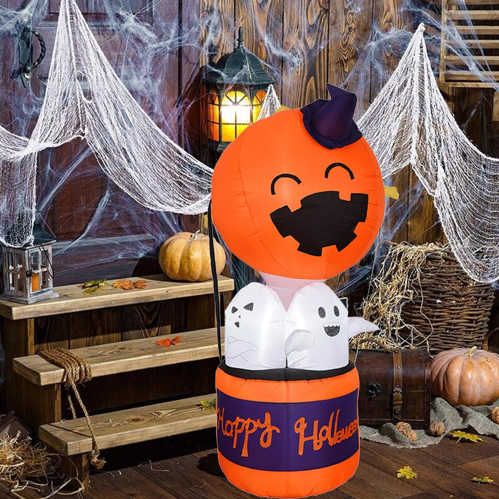 Kids' Halloween Outdoor Decoration Inflatable Blow Up Pumpkin Hot Air Balloon with Ghost and LED Lights - Image 3