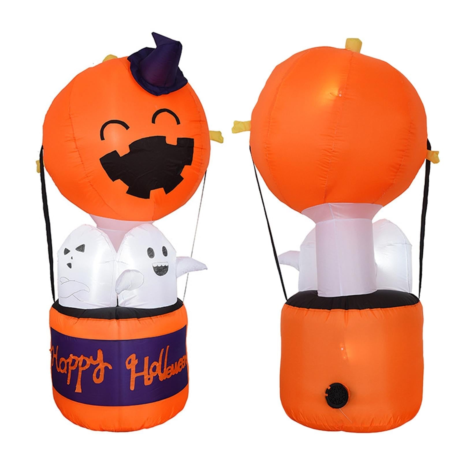 Kids' Halloween Outdoor Decoration Inflatable Blow Up Pumpkin Hot Air Balloon with Ghost and LED Lights - Image 4
