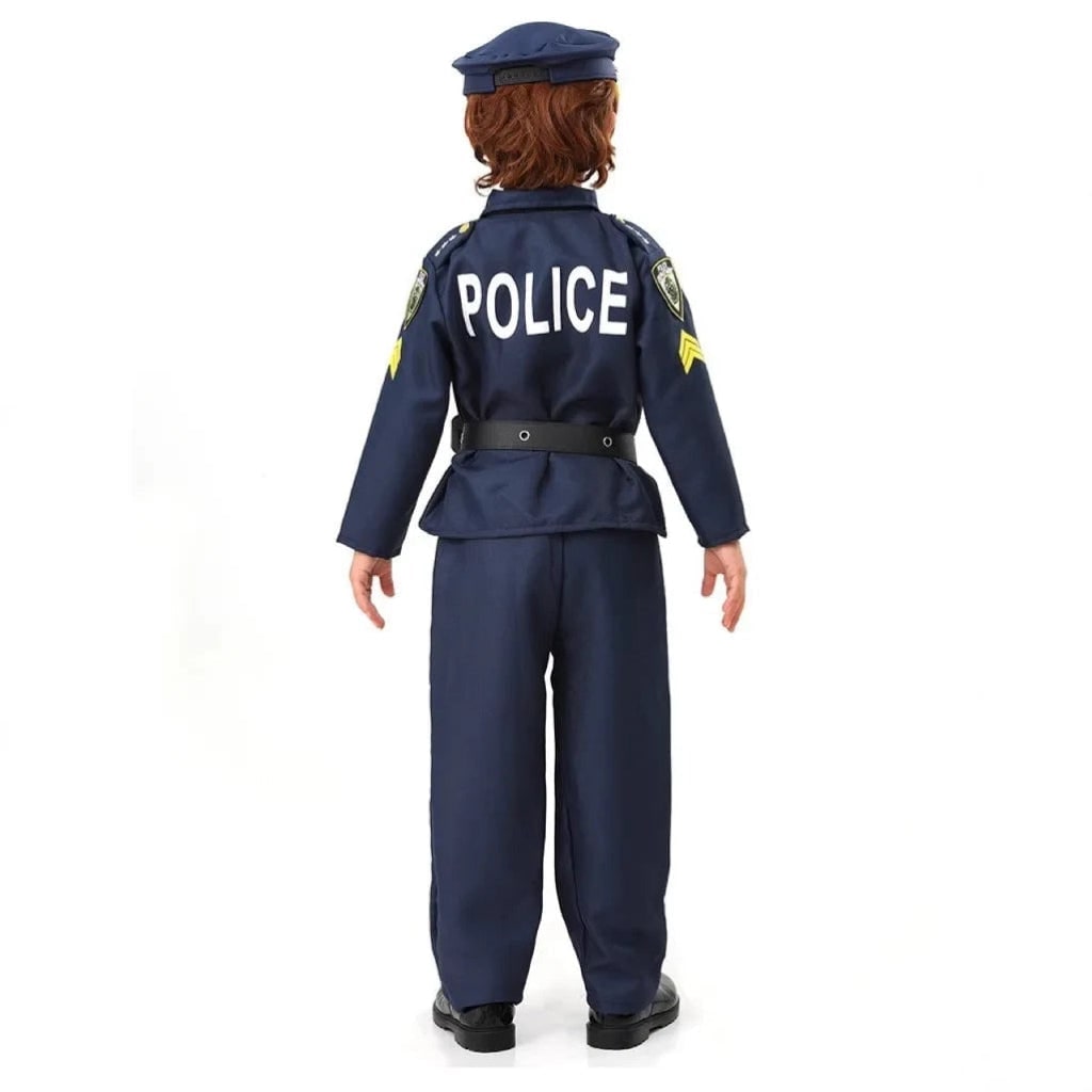Kids' Halloween Police Officer Cop Costume for Children with Hat Accessories and Toy Handcuffs - Image 3