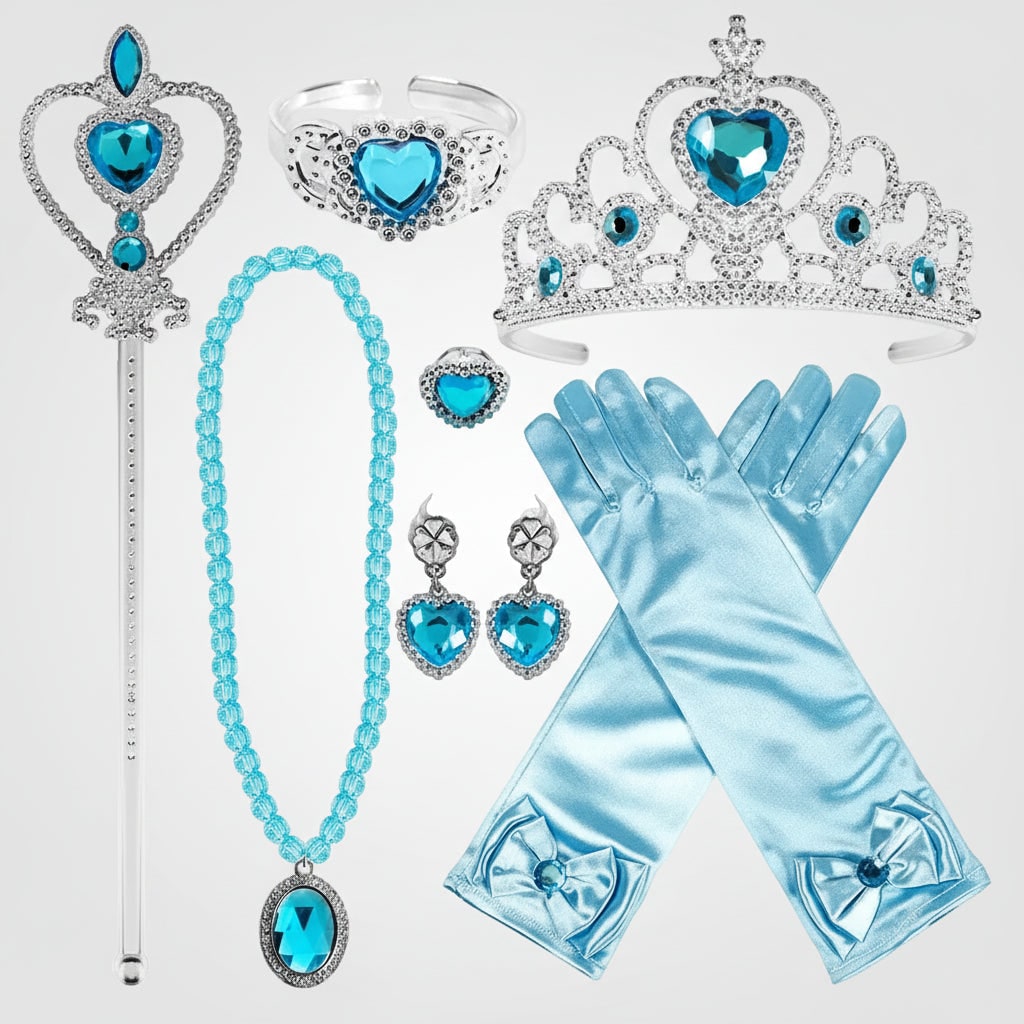 Kids' Halloween Princess Costume Dress with Tiara Wand and Accessories Set - Image 2