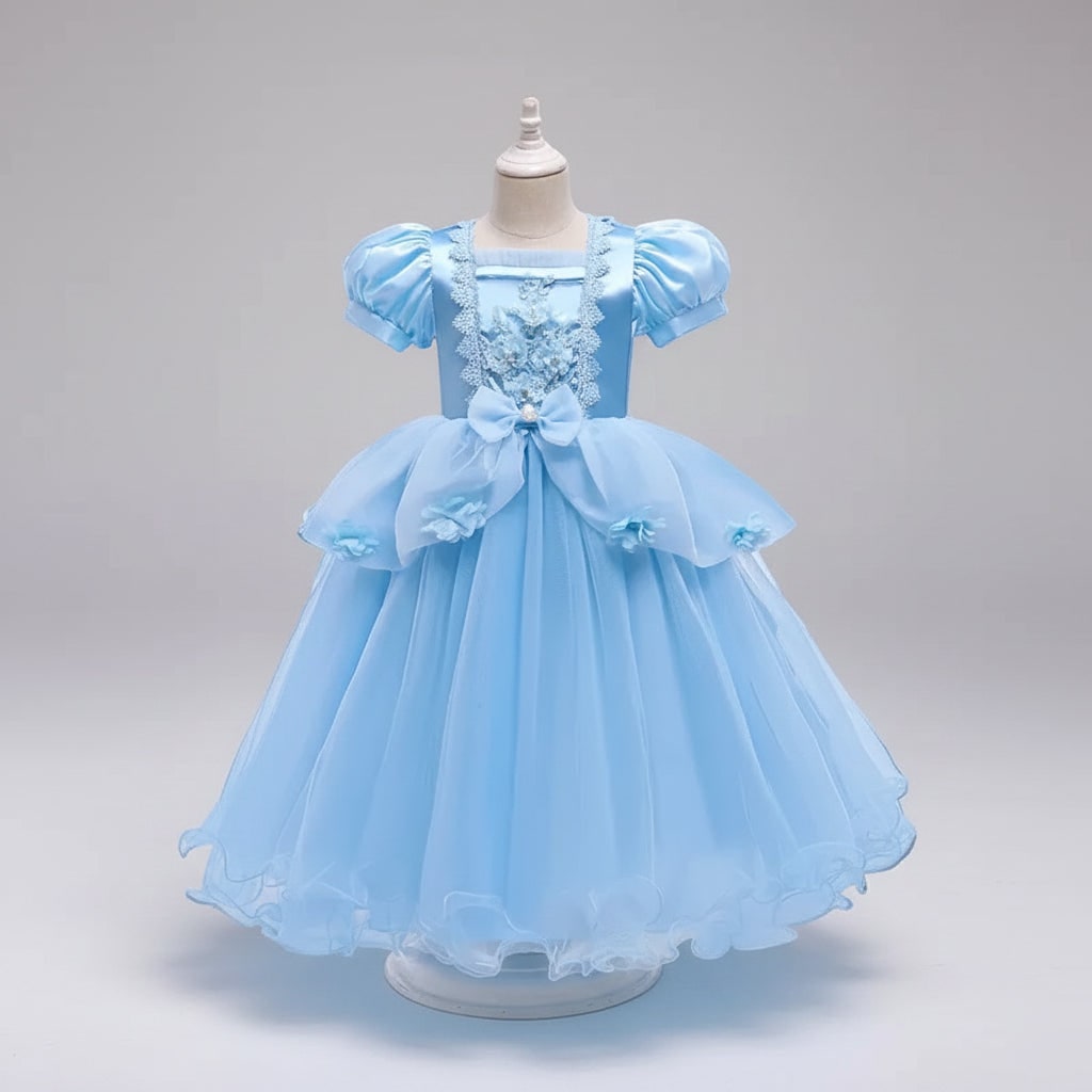 Kids' Halloween Princess Costume Dress with Tiara Wand and Accessories Set - Image 5