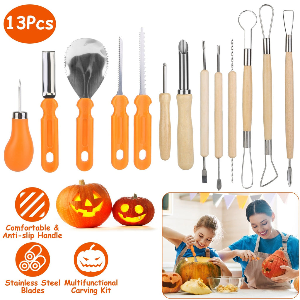 Kids' Halloween Pumpkin Carving Kit and Tools with Stainless Steel Saws and Sculpting for Supplies - Image 1
