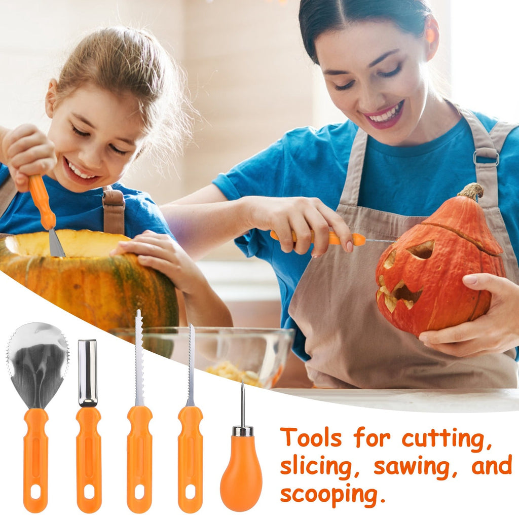 Kids' Halloween Pumpkin Carving Kit and Tools with Stainless Steel Saws and Sculpting for Supplies - Image 6