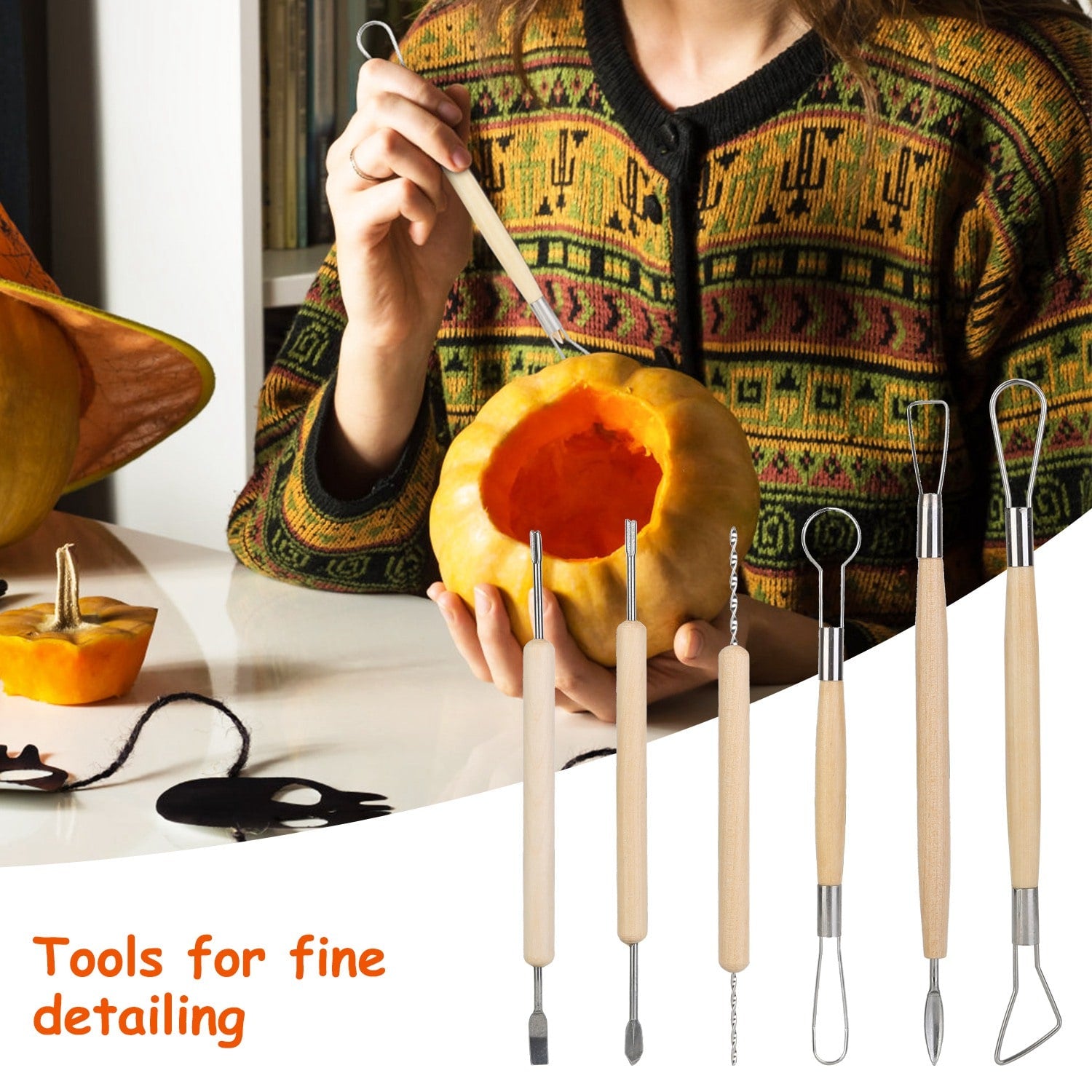 Kids' Halloween Pumpkin Carving Kit and Tools with Stainless Steel Saws and Sculpting for Supplies - Image 7