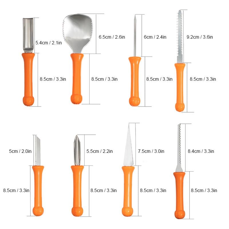 Kids' Halloween Pumpkin Carving Kit with Tools and Supplies 8-Piece Stainless Steel Set - Image 3