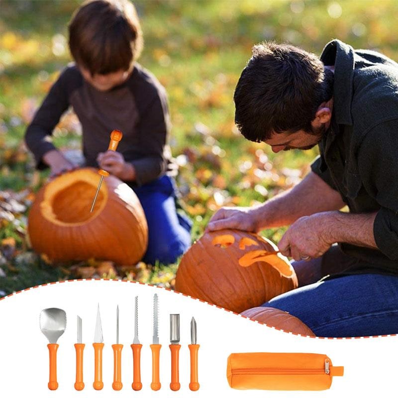Kids' Halloween Pumpkin Carving Kit with Tools and Supplies 8-Piece Stainless Steel Set - Image 7