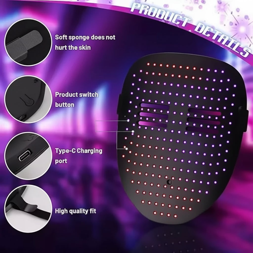 Kids' Halloween Red Light LED Mask with Therapy and Gesture Control for Party Costume and at Home Use - Image 2