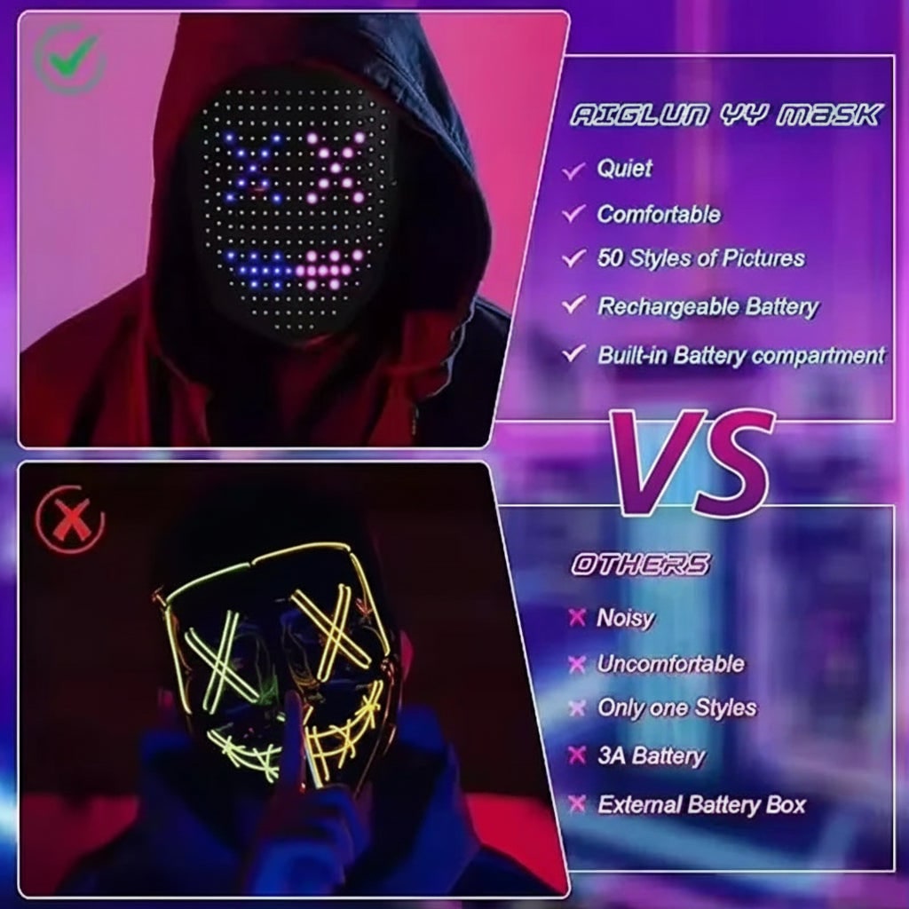 Kids' Halloween Red Light LED Mask with Therapy and Gesture Control for Party Costume and at Home Use - Image 3