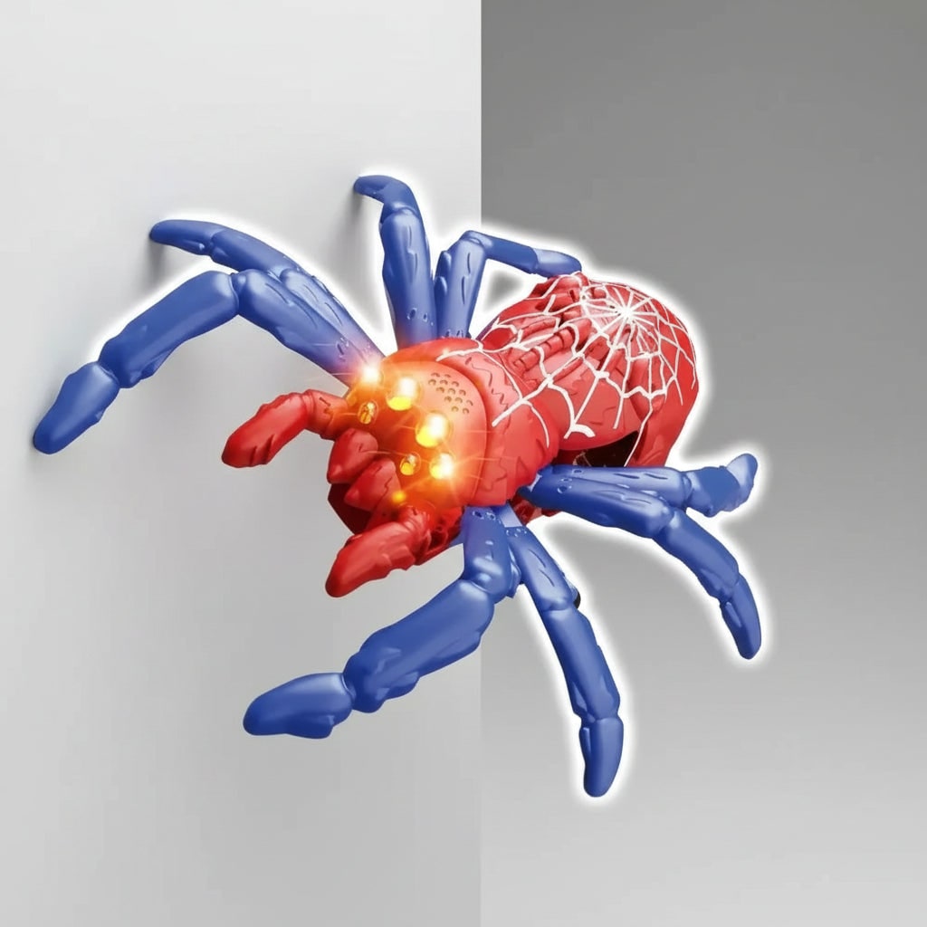 Kids' Halloween Remote Control Spider Wall Climbing Toy with LED Eyes and Suction Design - Image 3