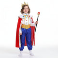 Kids' Halloween Royal Prince Costume Set with Gold Crown Scepter and Red Cape - Image 1