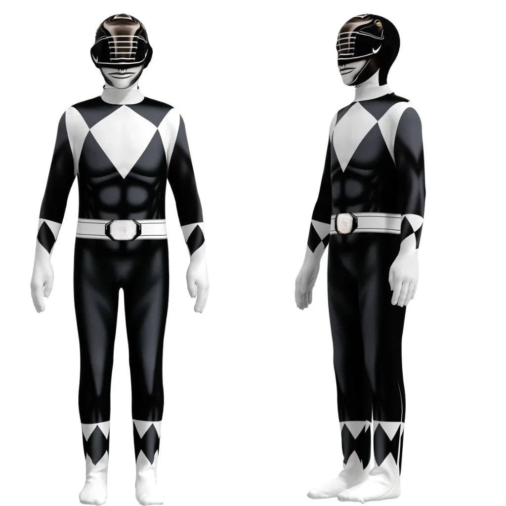 Kids' Halloween Superhero Bodysuit Costume with Muscle Print and Full Hood - Image 2