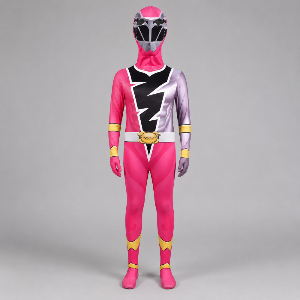 Kids' Halloween Superhero Costume Jumpsuit Dress Up with Lightning Bolt Chest Panel - Image 2
