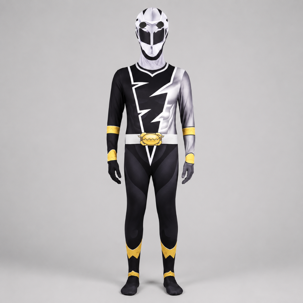 Kids' Halloween Superhero Costume Jumpsuit Dress Up with Lightning Bolt Chest Panel - Image 6
