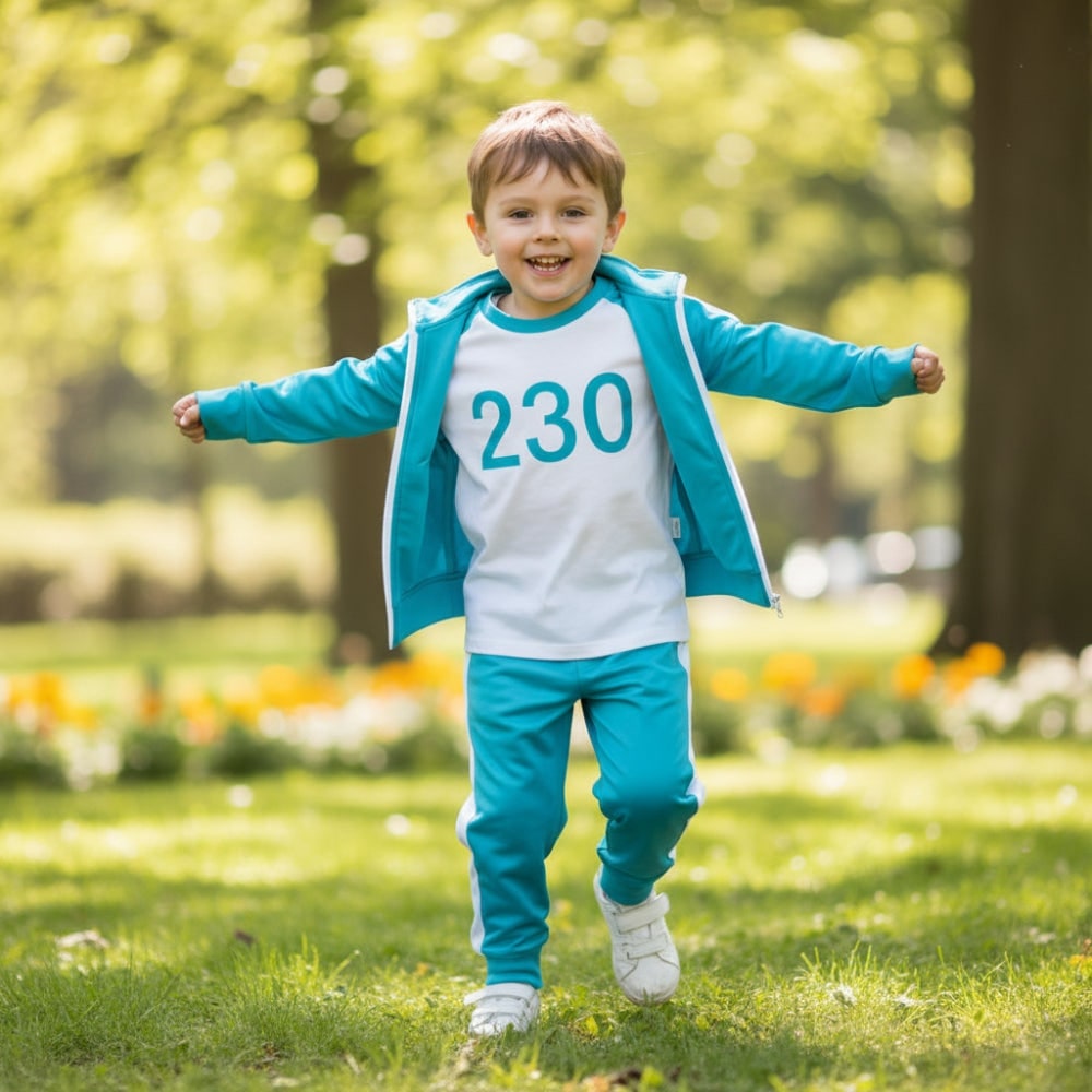 Kids' Halloween Three-Piece Costume Set with Numbers and Side Stripes Tracksuit - Image 1