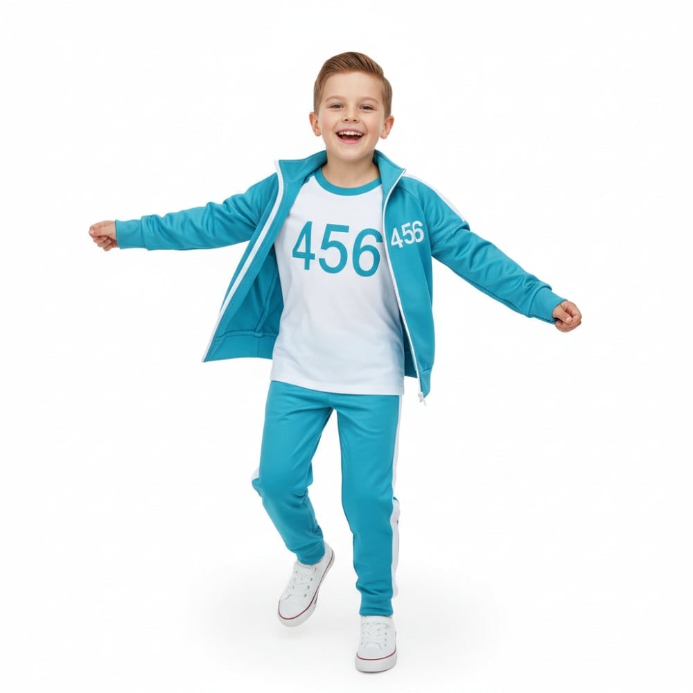 Kids' Halloween Three-Piece Costume Set with Numbers and Side Stripes Tracksuit - Image 13