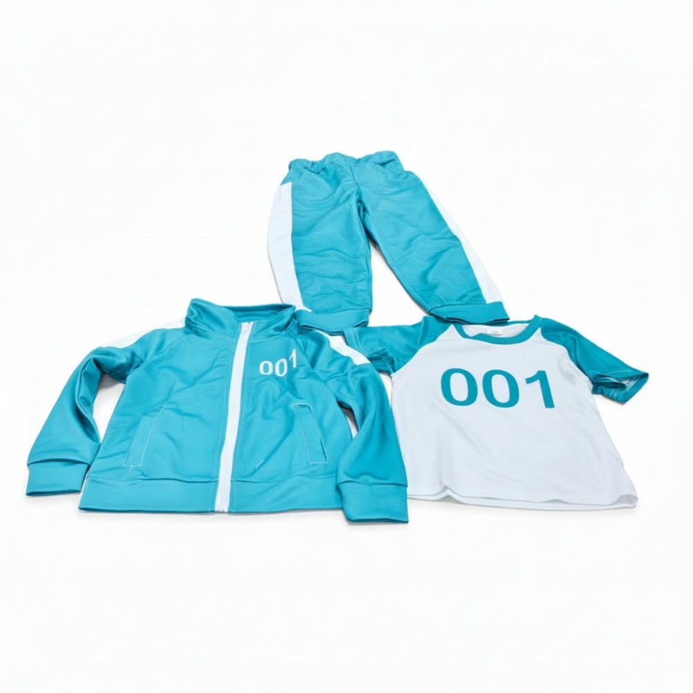 Kids' Halloween Three-Piece Costume Set with Numbers and Side Stripes Tracksuit - Image 2