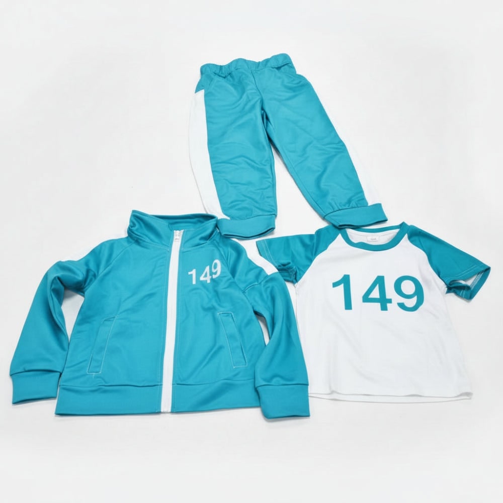 Kids' Halloween Three-Piece Costume Set with Numbers and Side Stripes Tracksuit - Image 4