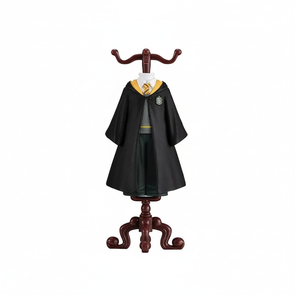 Kids' Halloween Wizard Collectible Figurine with School Uniform Robe and Display Stand - Image 4