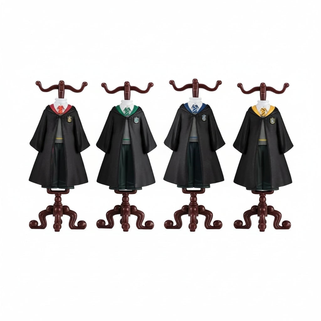 Kids' Halloween Wizard Collectible Figurine with School Uniform Robe and Display Stand - Image 5