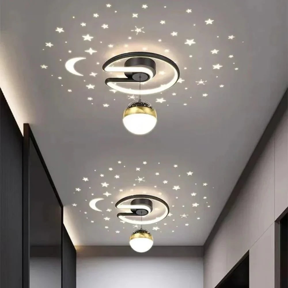 Kids' LED Ceiling Light with Star Projection and Dimmable Semi Flush Design for Bedroom - Image 1