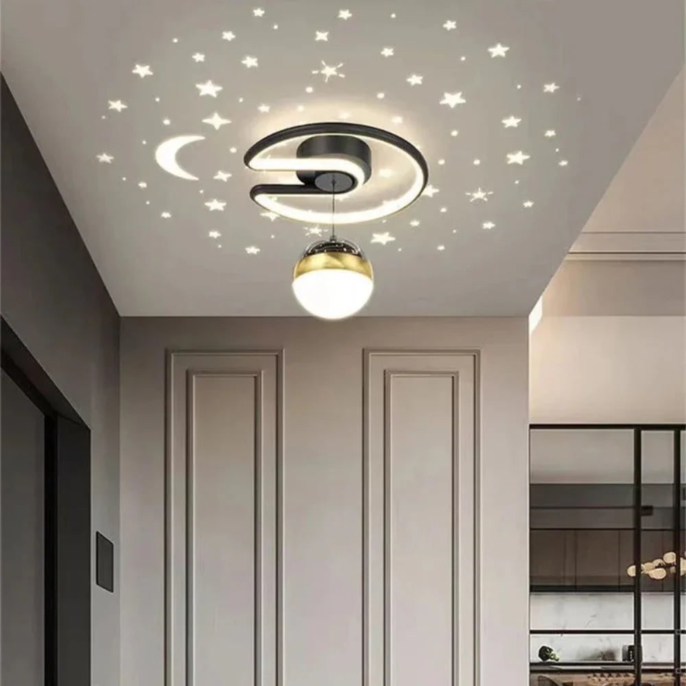 Kids' LED Ceiling Light with Star Projection and Dimmable Semi Flush Design for Bedroom - Image 6