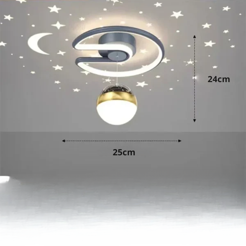 Kids' LED Ceiling Light with Star Projection and Dimmable Semi Flush Design for Bedroom - Image 8