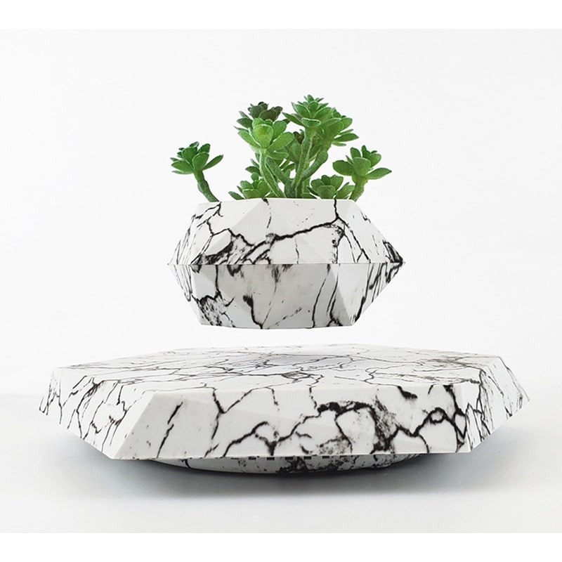Kids' Levitating Plant Pot with Floating Marble Base and 360-Degree Rotation for Indoor Ceramic - Image 4