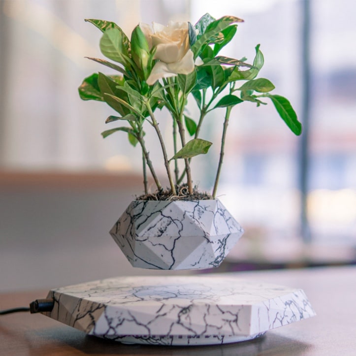 Kids' Levitating Plant Pot with Floating Marble Base and 360-Degree Rotation for Indoor Ceramic - Image 6