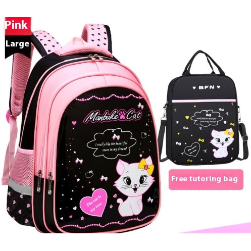 Kids' Lunch Box Backpack Set with Matching Pencil Case Cartoon Cat Print Waterproof and Bag Combo - Image 3