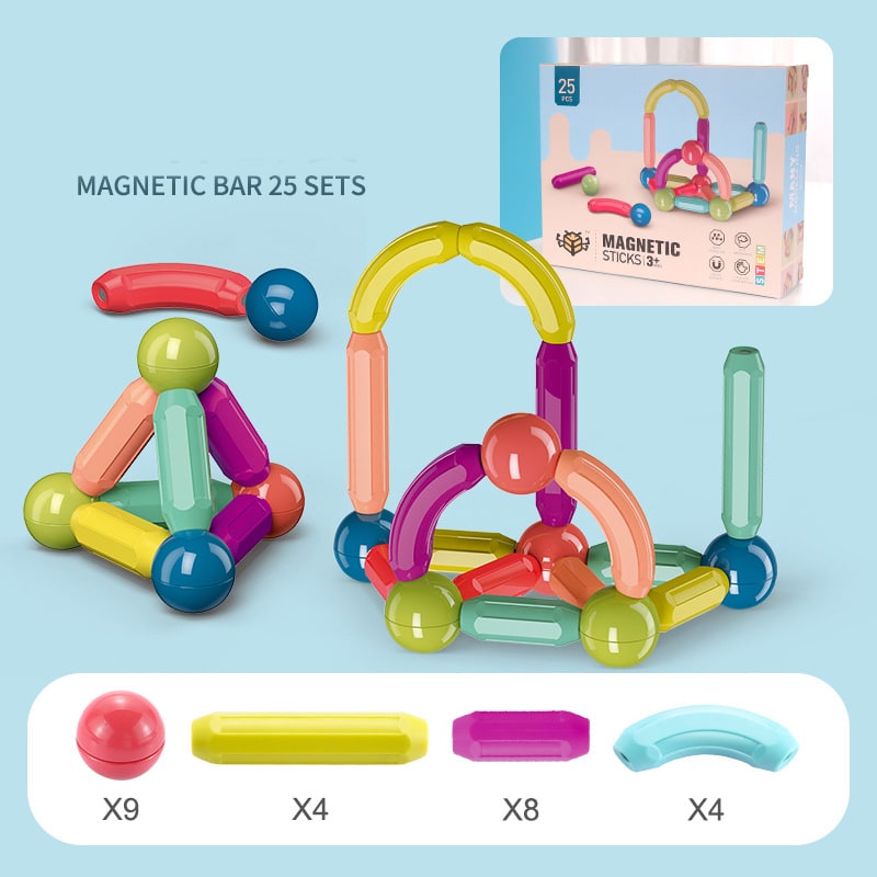 Kids' Magnetic Building Blocks and Cubes with Sticks and Balls Stem Construction Toy Set - Image 6