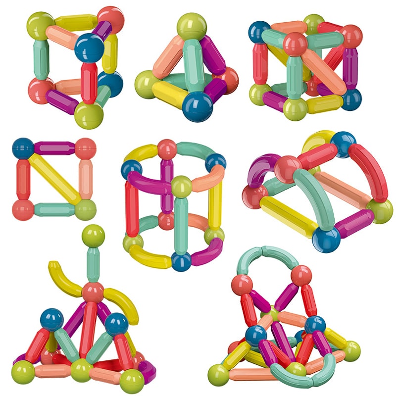 Kids' Magnetic Building Blocks and Cubes with Sticks and Balls Stem Construction Toy Set - Image 8