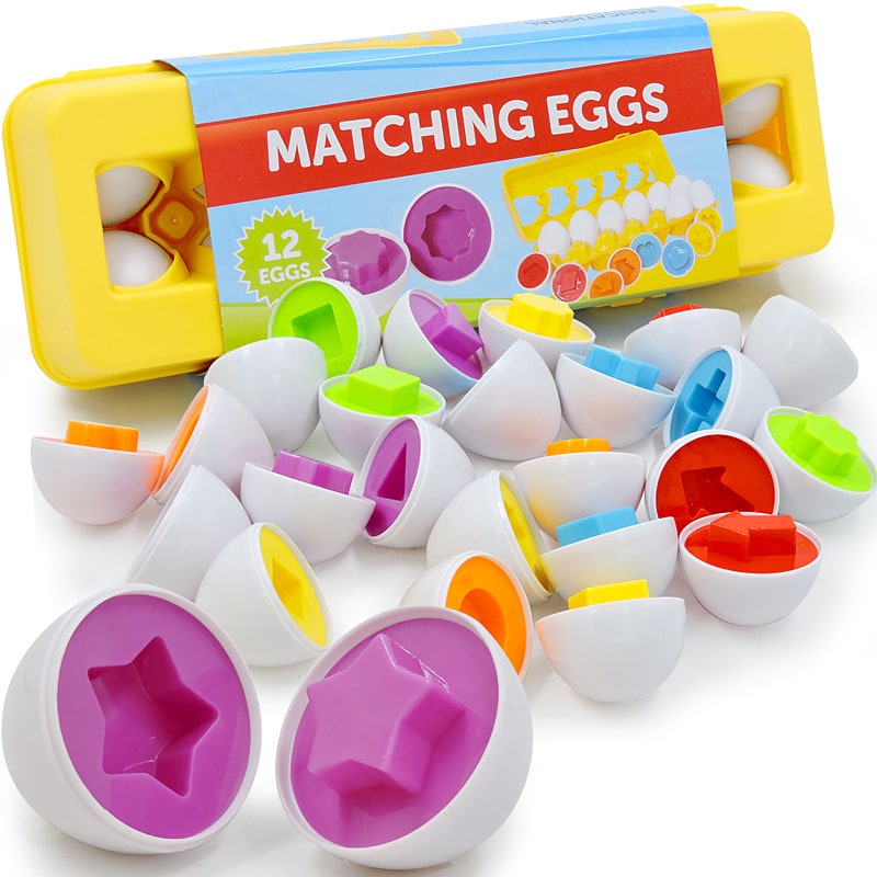 Kids' Matching Eggs Toy with Fine Motor Skills Development Shape Sorting and Carton Storage for Toddlers - Image 3