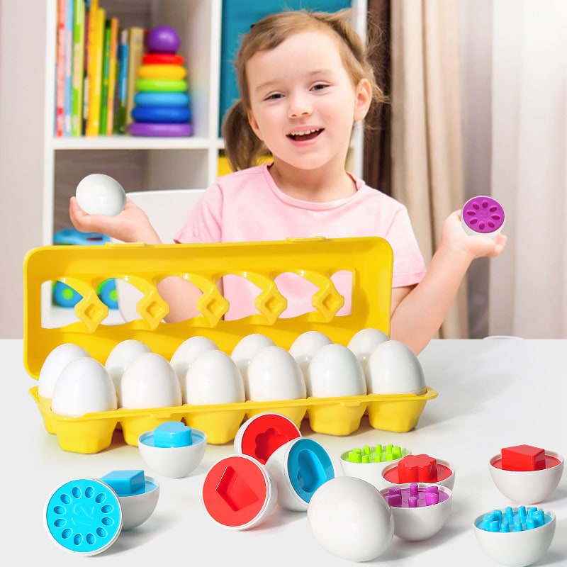 Kids' Matching Eggs Toy with Fine Motor Skills Development Shape Sorting and Carton Storage for Toddlers - Image 4
