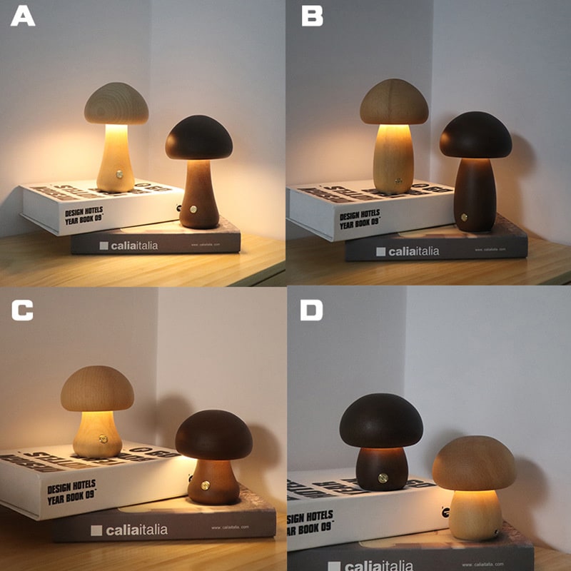 Kids' Mushroom Night Light and Lamp for Bedroom with Wooden Touch Control LED Bedside Table - Image 10
